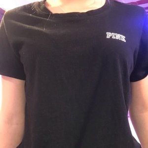 Pink vs black crew neck tee